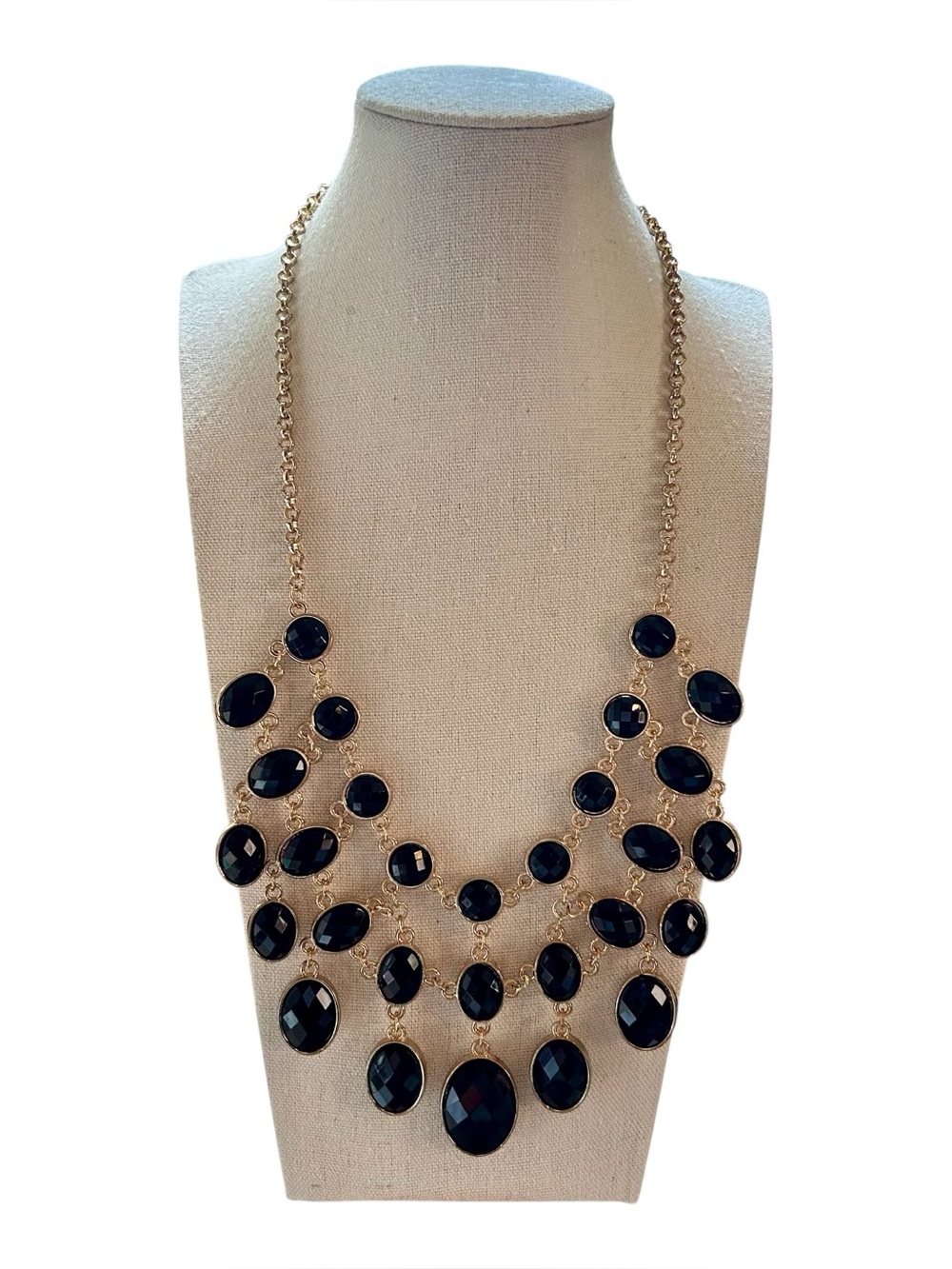 Iman Black/White Bib Reversible Necklace EUC